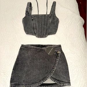 Denim skirt set